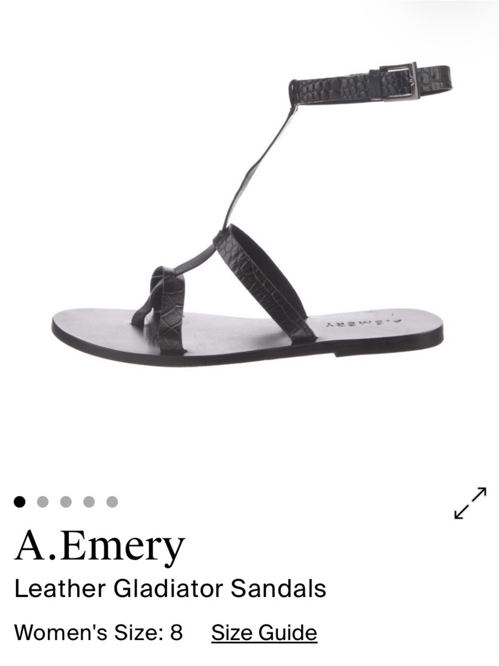 A.Emery Black Leather T-Strap Ankle Sandals